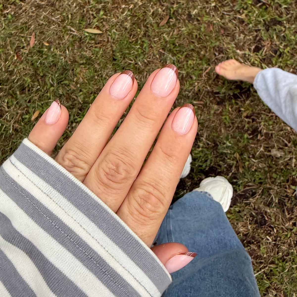 Choc French | press-on nails | oval