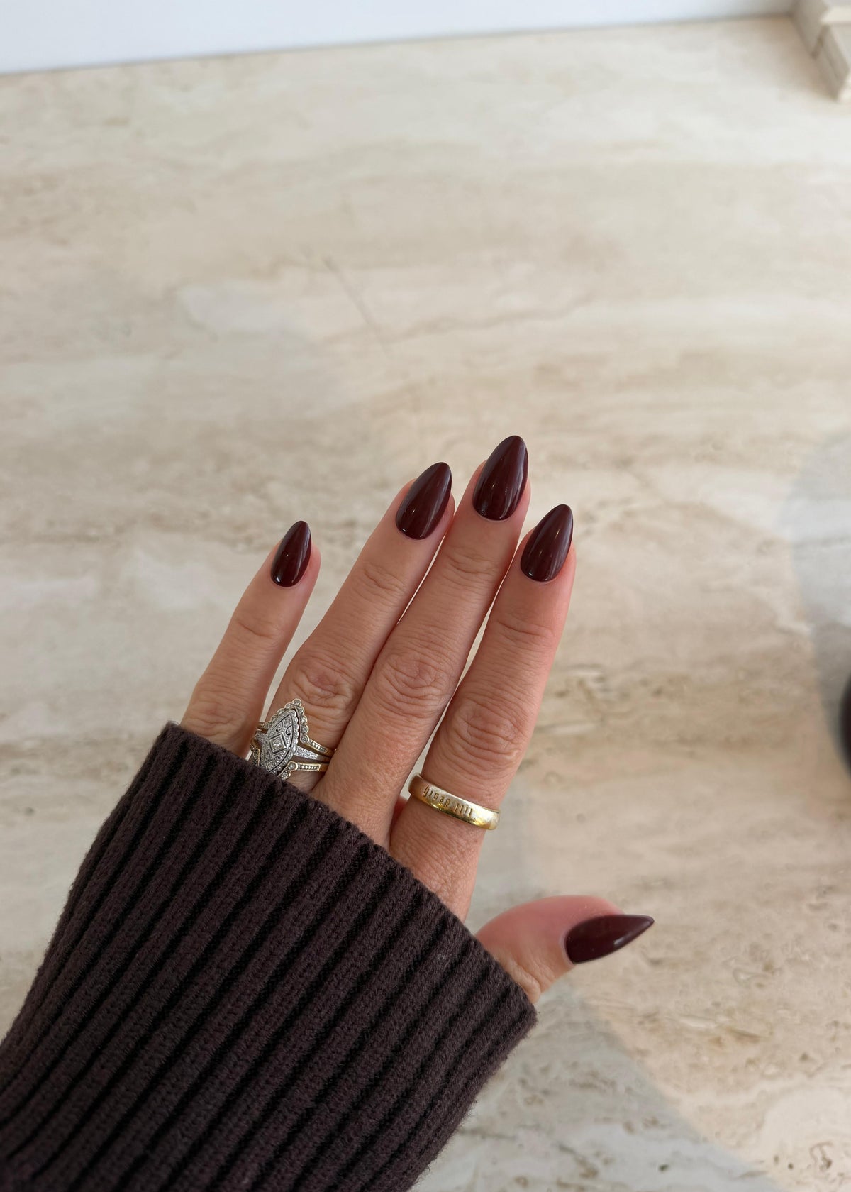 Dark Cherry | press-on nails | almond