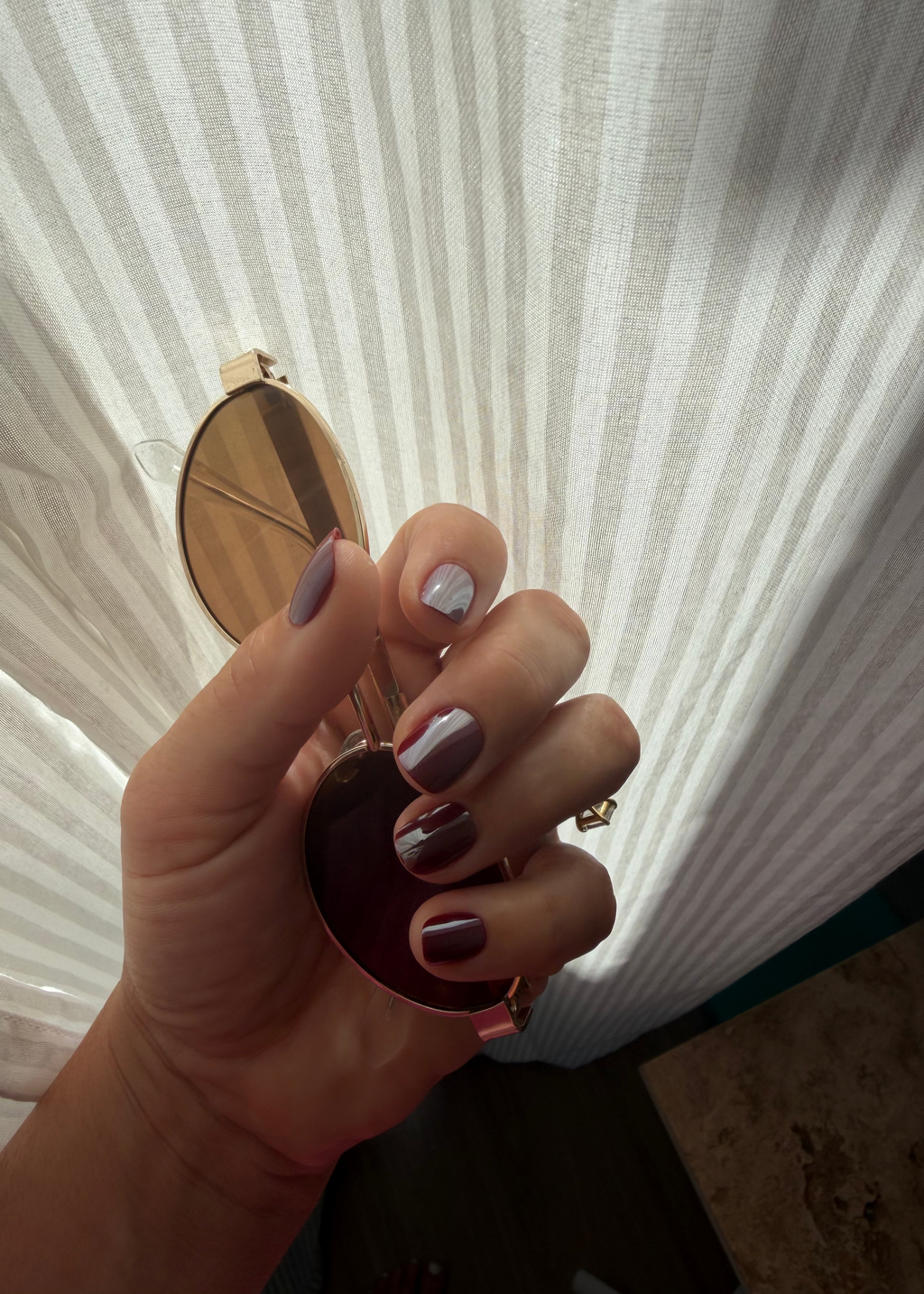 Red wine coloured nails