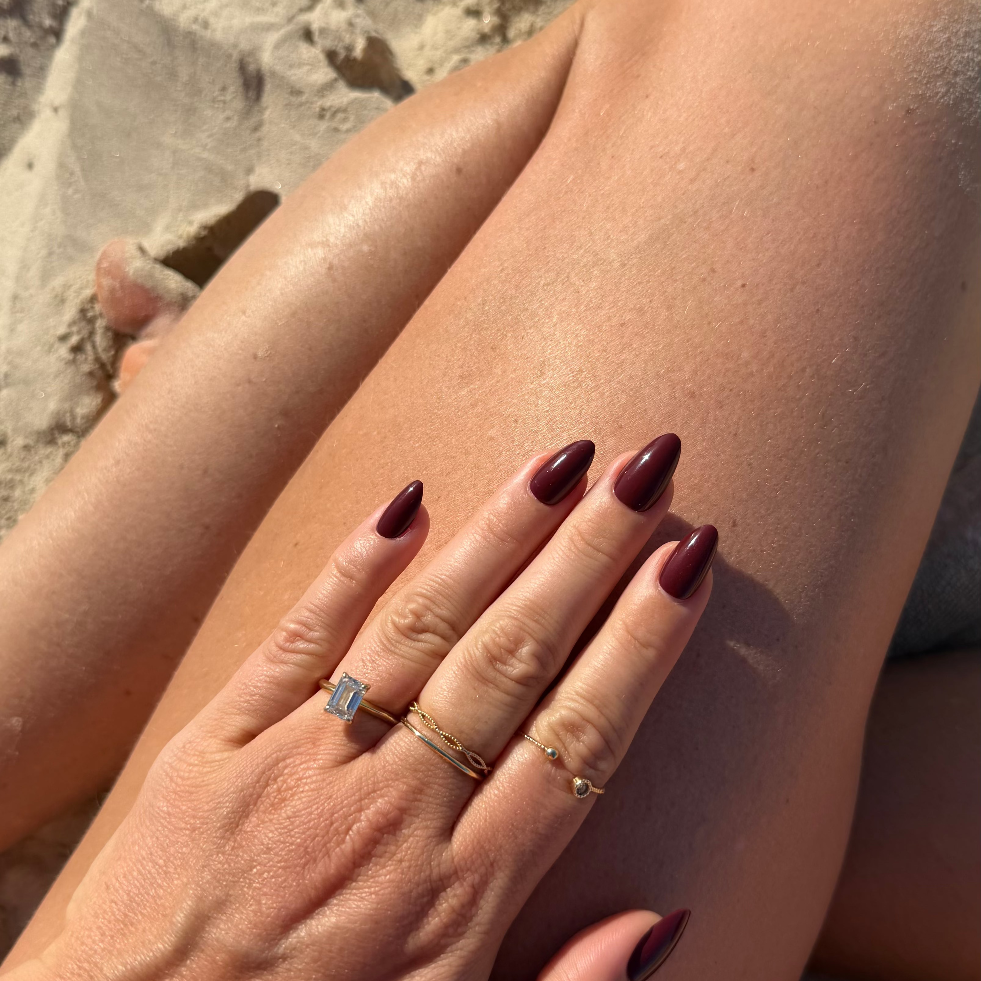 Dark Cherry | press-on nails | almond